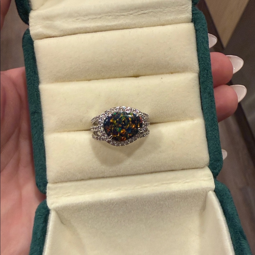 Black fire opal egg ring bomb party
